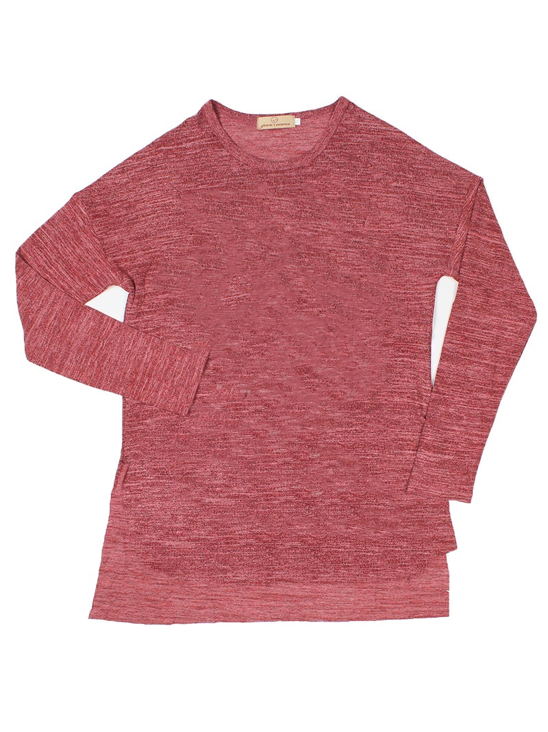 Blank Red Heather Split Hem Tee