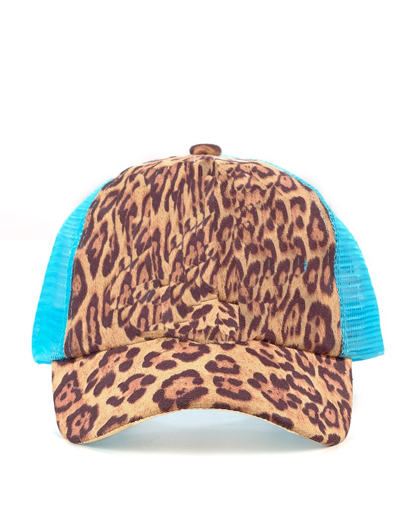 BLANKS Leopard & Turquoise Mesh Hat