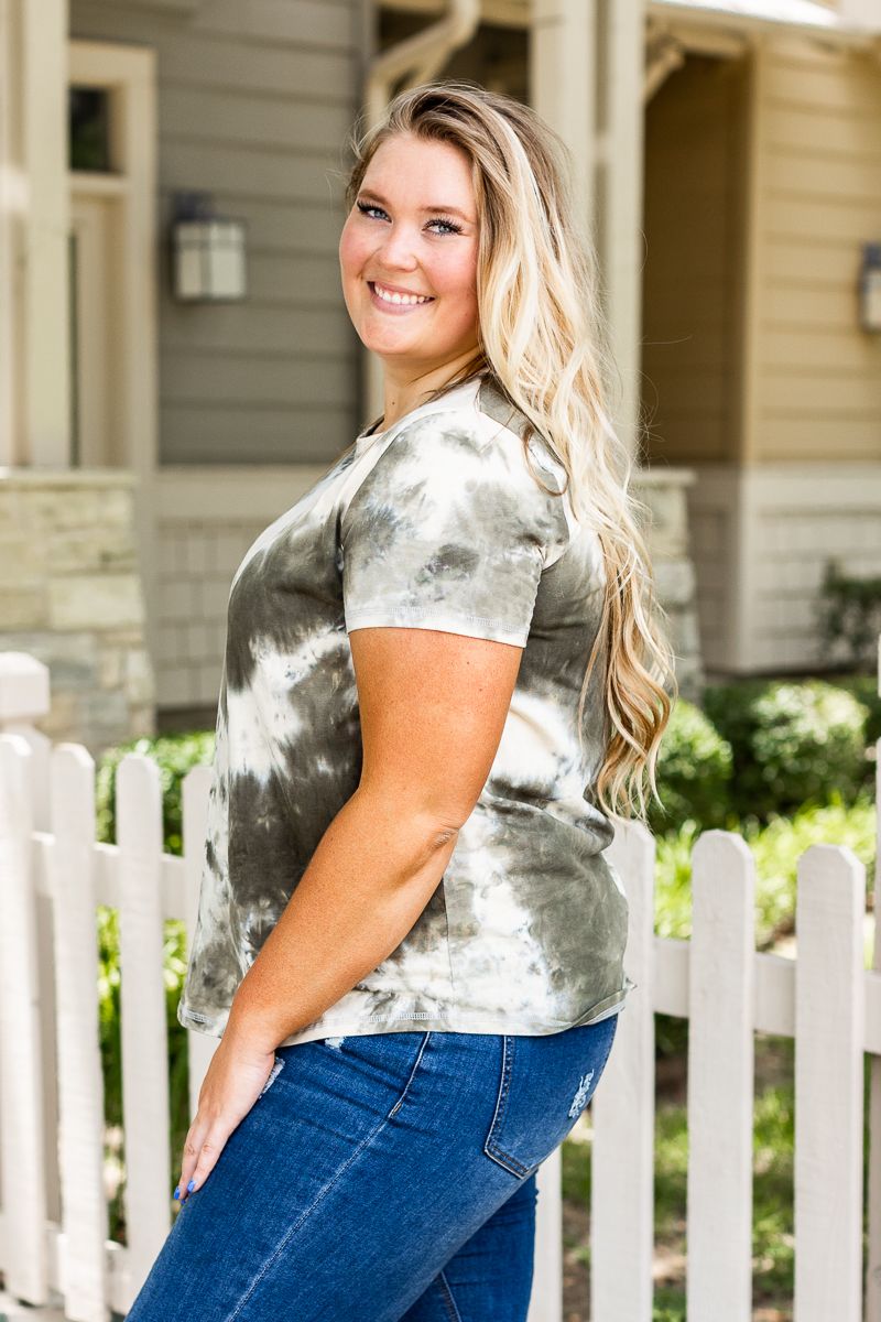 Feel the Groove Beige Tie Dye Top