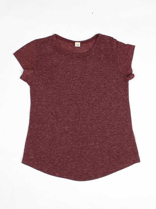 Girls' Heathered Maroon Shortsleeve Tee