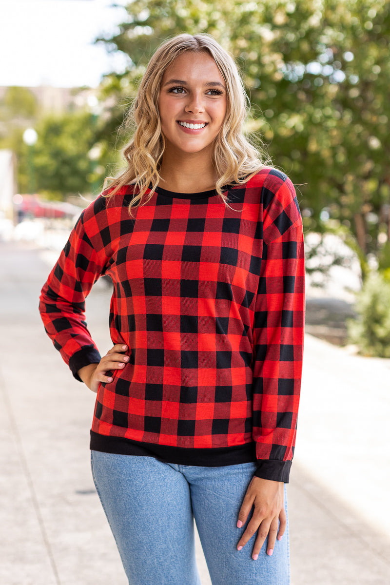 Plaid With Me Long Sleeves T-Shirt, Buffalo Plaid