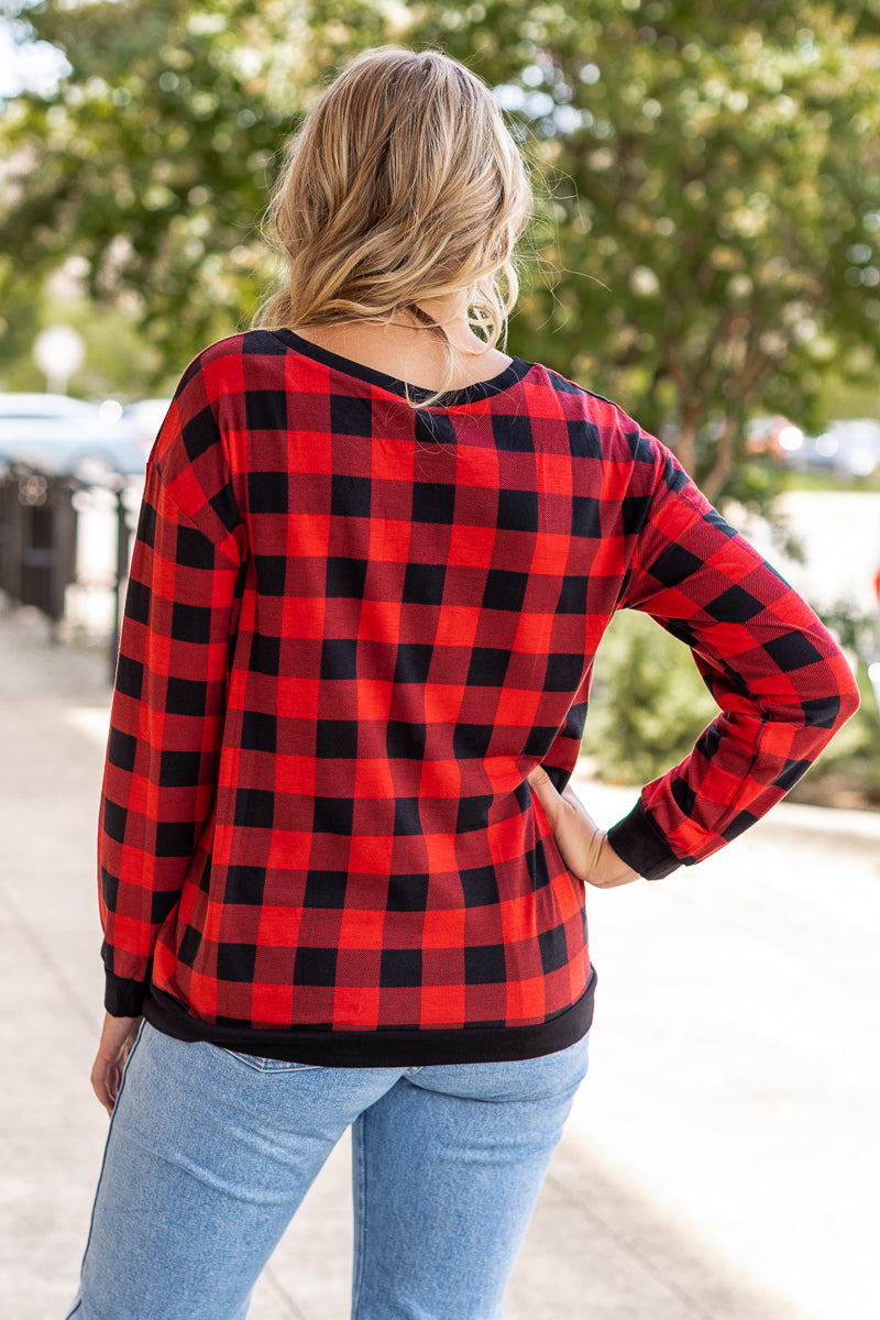 Plaid With Me Long Sleeves T-Shirt, Buffalo Plaid