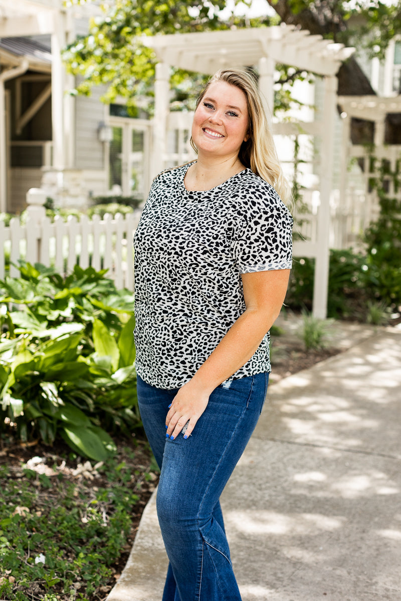 Black & White Leopard Cuff Tee