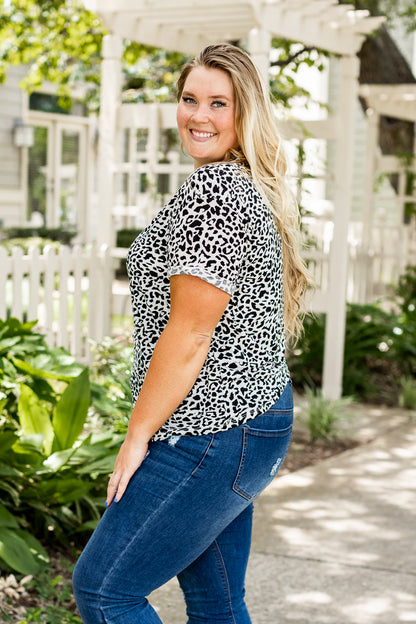 Black & White Leopard Cuff Tee