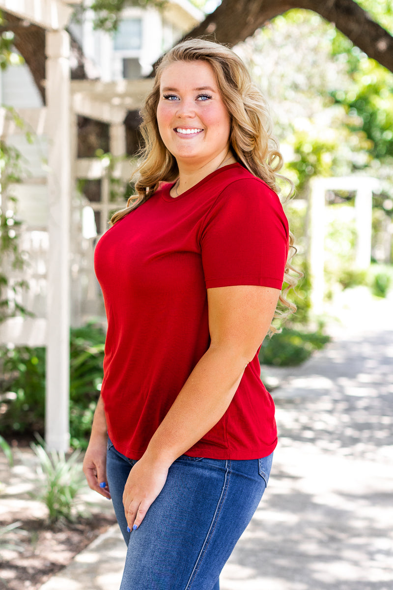 Crimson V-Neck Tee