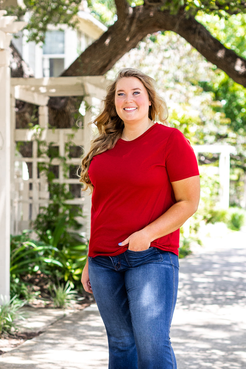 Crimson V-Neck Tee