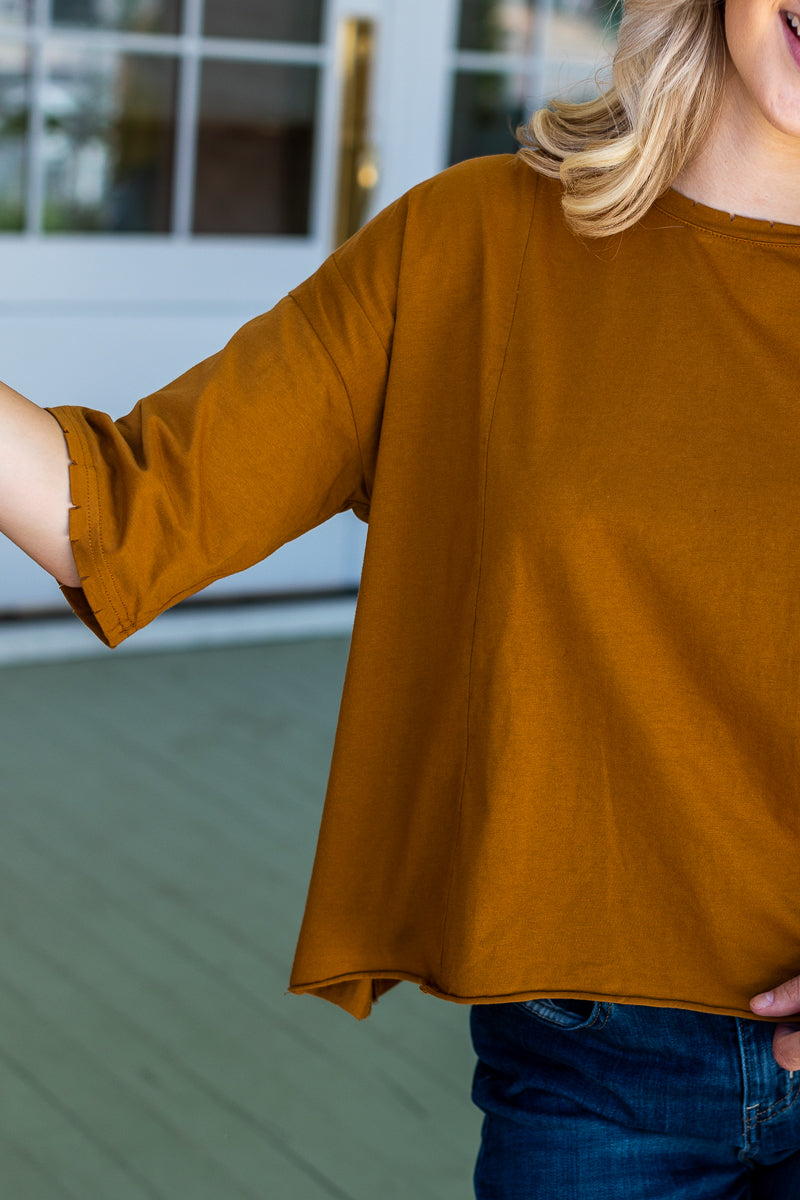 Perfect Company Boxy Crop in Tan