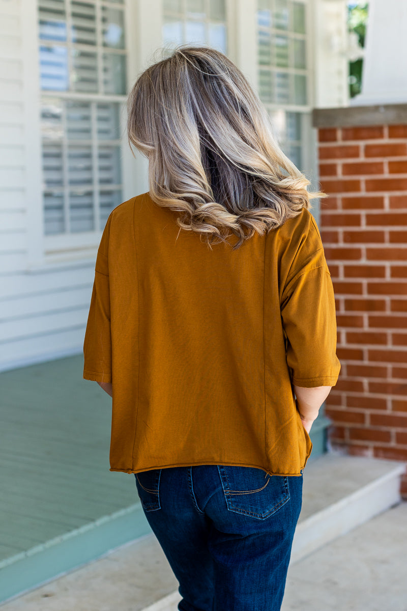 Perfect Company Boxy Crop in Tan