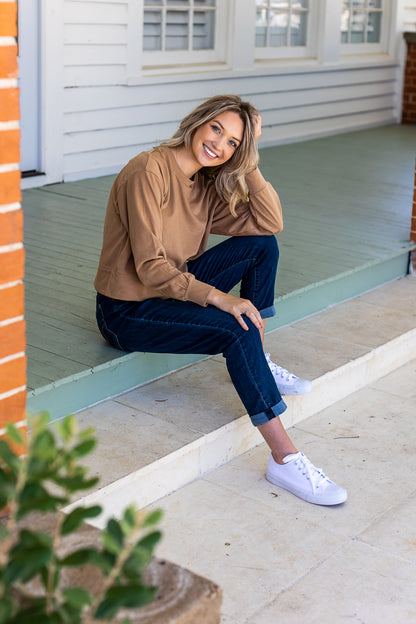 Carmel Macchiato Tan Cropped Sweatshirt