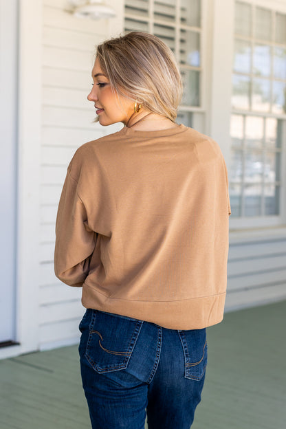 Carmel Macchiato Tan Cropped Sweatshirt