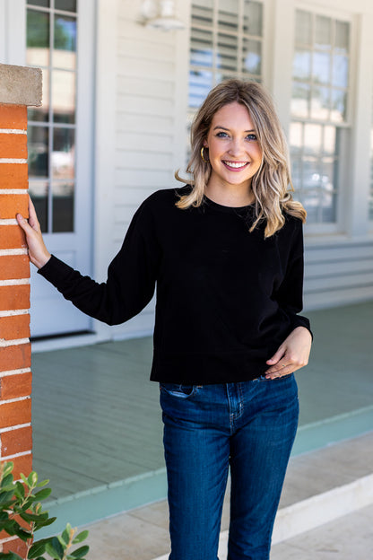 Strike Your Interest Black Crop Sweatshirt