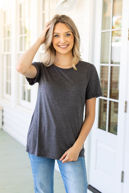 Heathered Grey Crewneck Cuff Tee