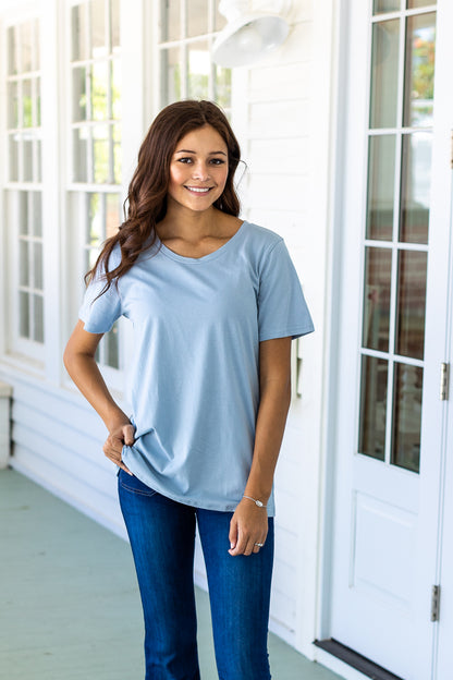 Peri Gray Crewneck Loose Fit Tee