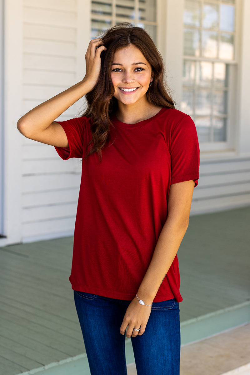 Crimson V-Neck Tee