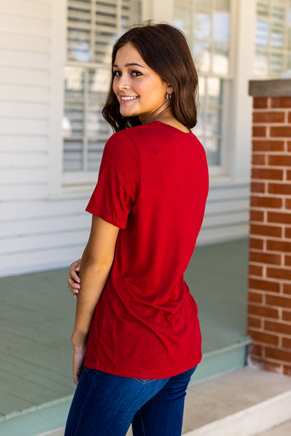 Crimson V-Neck Tee