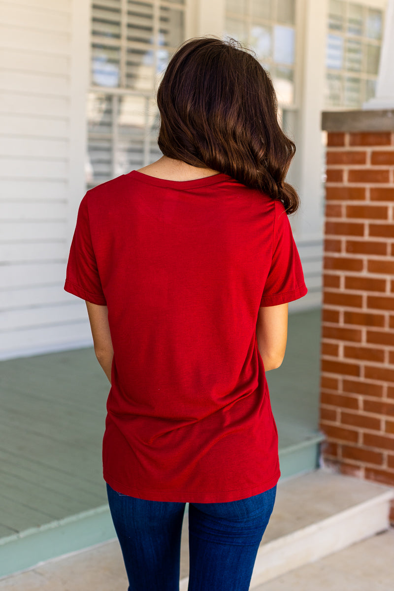 Crimson V-Neck Tee