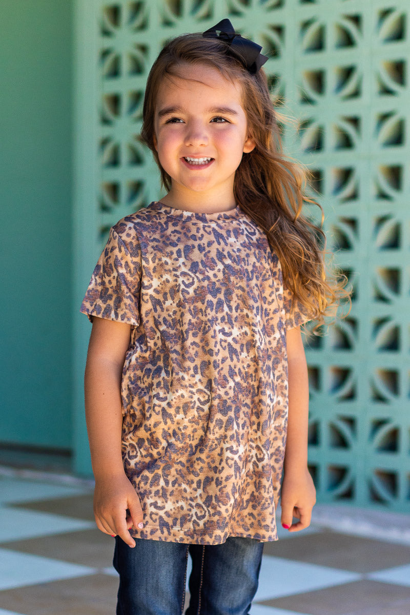 Girls' Vintage Cheetah Crew Neck Tee