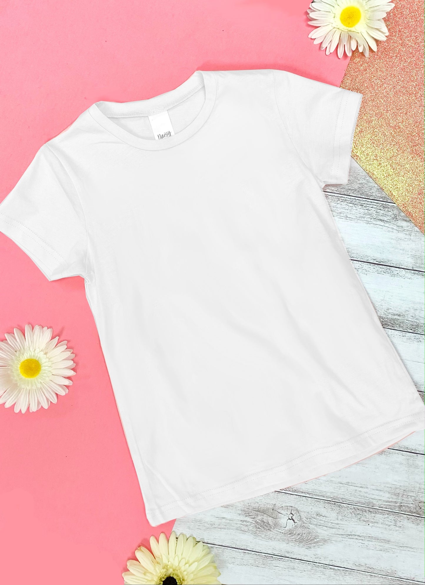 Girls' White Cuff Tee.