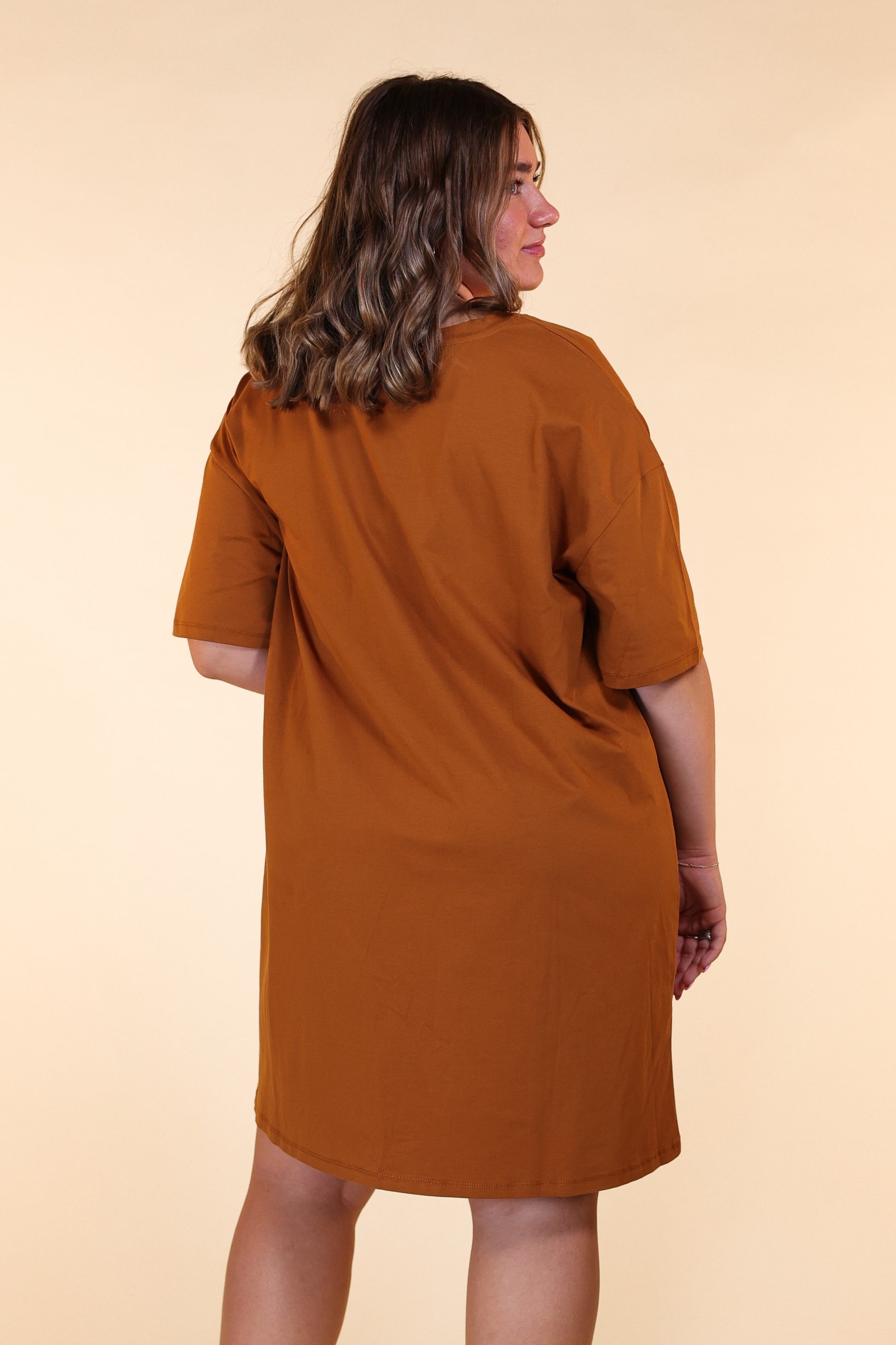 rust t shirt dress Women's Short Sleeve Mini Shirt Dress