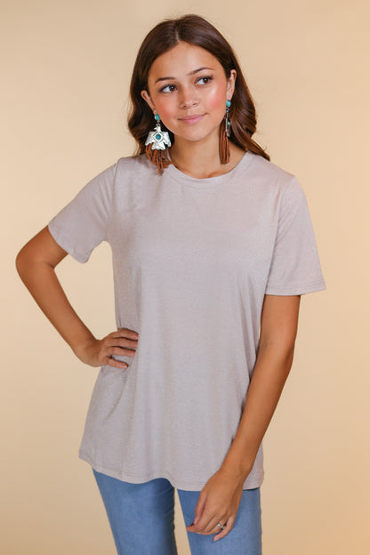 Glitter Short Sleeve in Beige