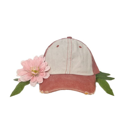 GIRLS Distressed Orange and Cream Hat