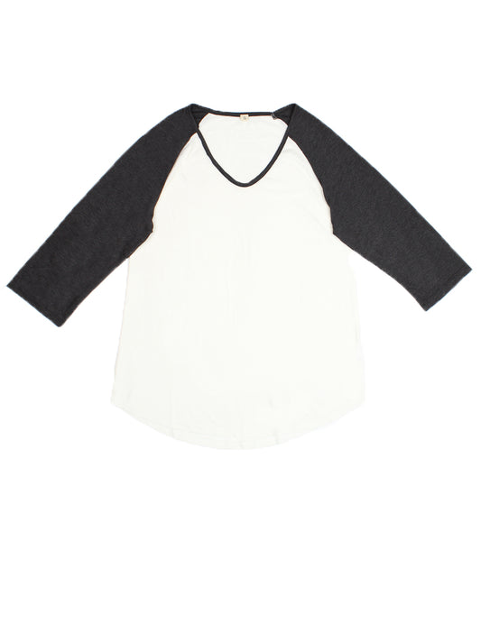 Girls' White 3/4 GreySleeve Raglan