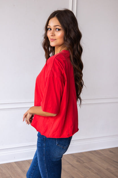 Red Boxy Crop Top