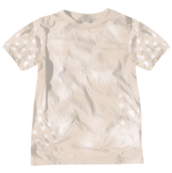 Beige Acid Wash Tee with Stars