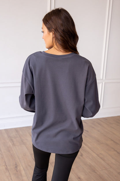 Grey Crazy Cozy Microfleece Crewneck