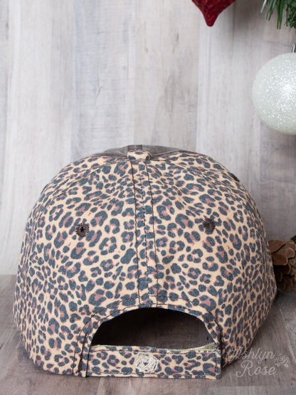 Leopard & Turquoise Panel Hat