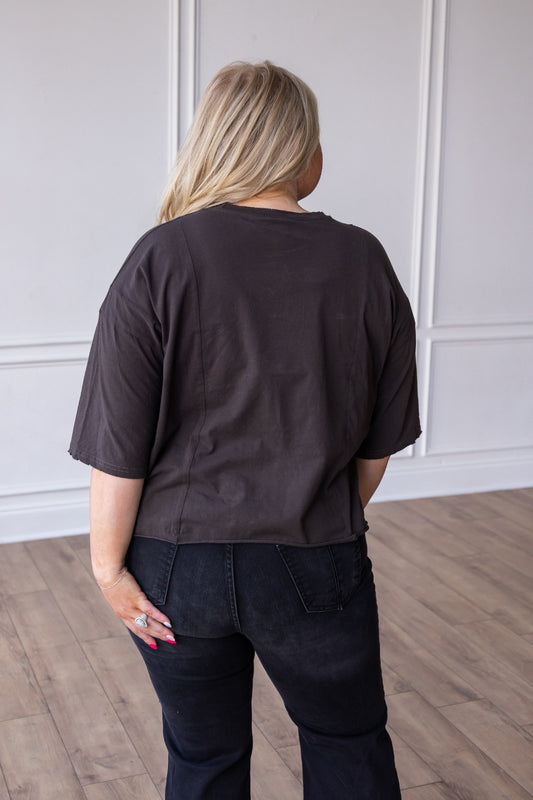 Perfect Company Boxy Crop in Dark Grey