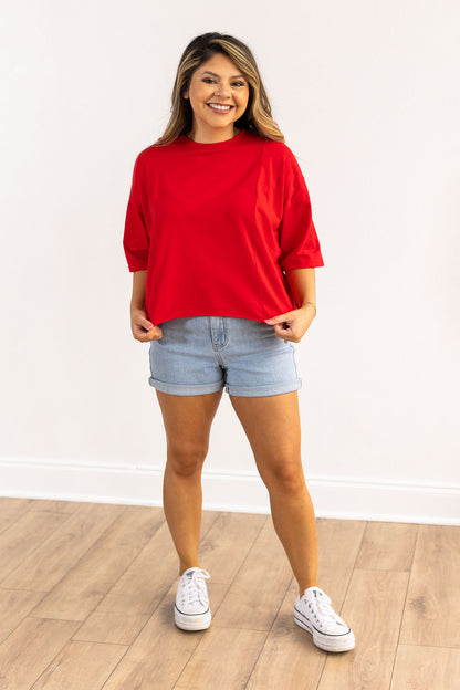 Red Boxy Crop Top