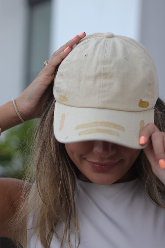 Beige Hat with Glitter Accents