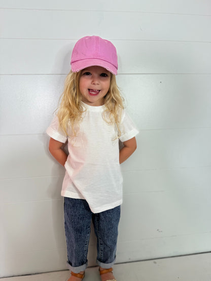 Girls' White Cuff Tee.