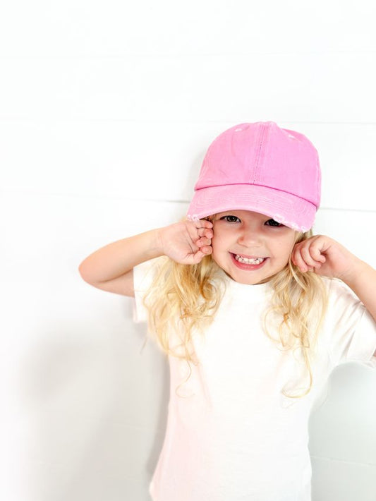 GIRLS Distressed Light Pink Hat